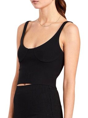 Bec + Bridge Dominique Top Black Bonded Crepe Crop Scoop Neck Women’s 4 US